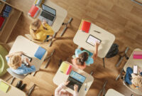 Top View Shot in Elementary School Computer