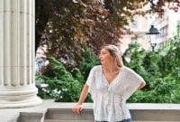 young beautiful woman standing outdoors