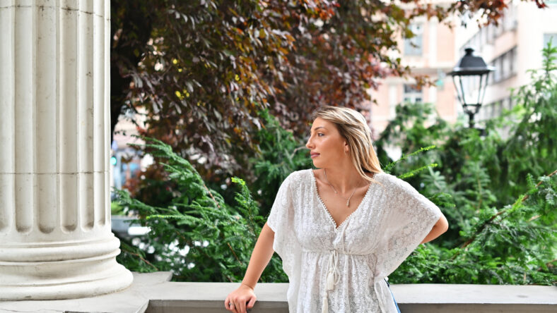 young beautiful woman standing outdoors