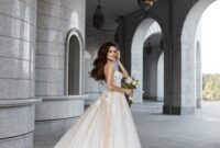 A beautiful young bride wearing a luxurious