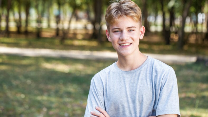 Close up portrait of a young blonde