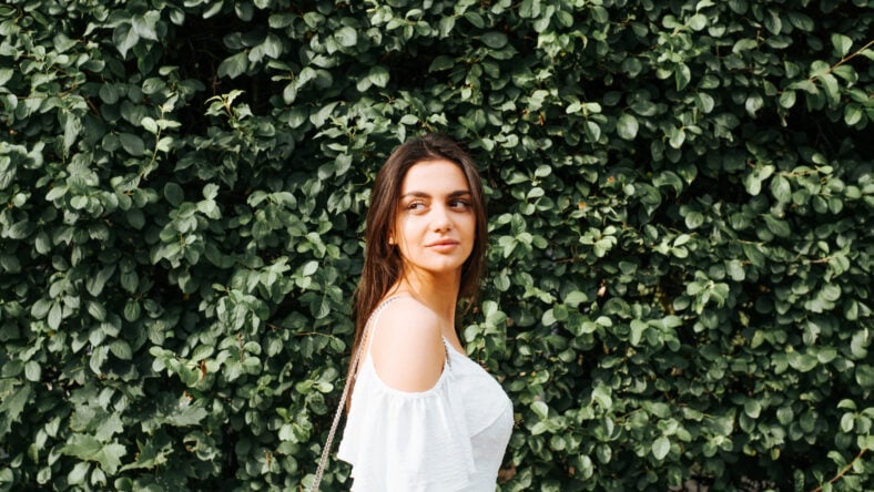 Portrait of pretty young mixed race woman
