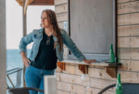 woman at the beach bar in summer