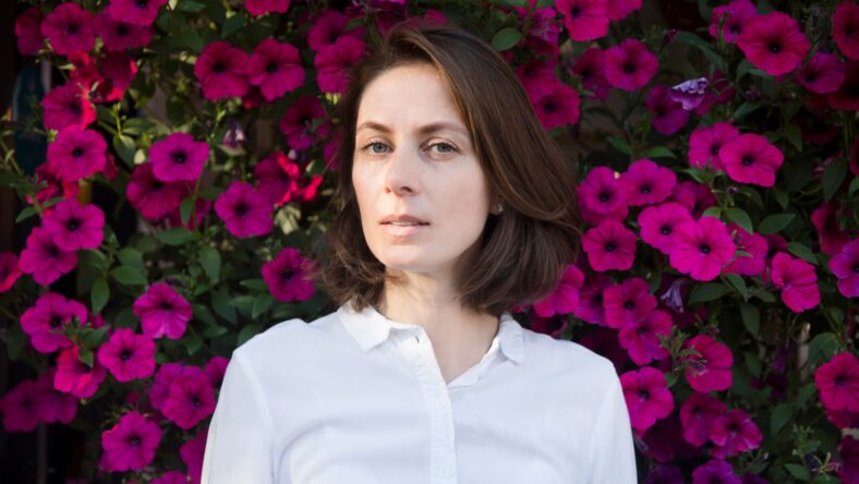 middle aged woman against the background of
