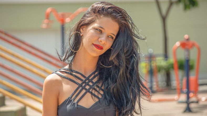 Beautiful woman with expressive look outdoors