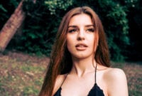 beautiful young woman with long hair in