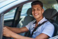 Young hispanic man smiling confident driving car