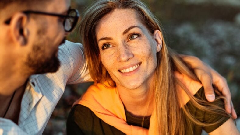 Portrait of a young happy woman and