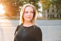 Smiling blonde woman 24-25 year old walking