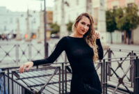 woman in a black dress