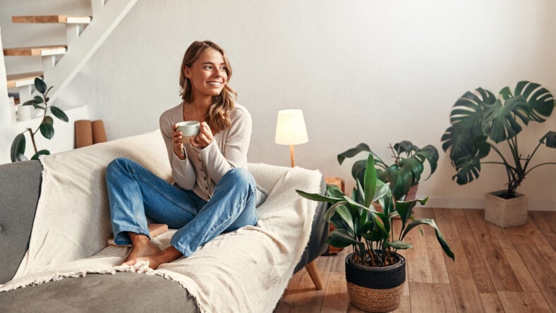 Young woman with a cup of hot