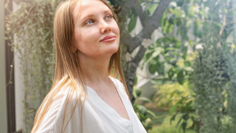 portrait of a cute young woman in