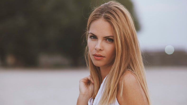 Close up portrait of beautiful young woman